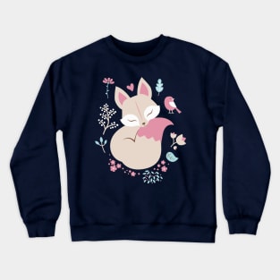 Pink Sleeping Fox Crewneck Sweatshirt